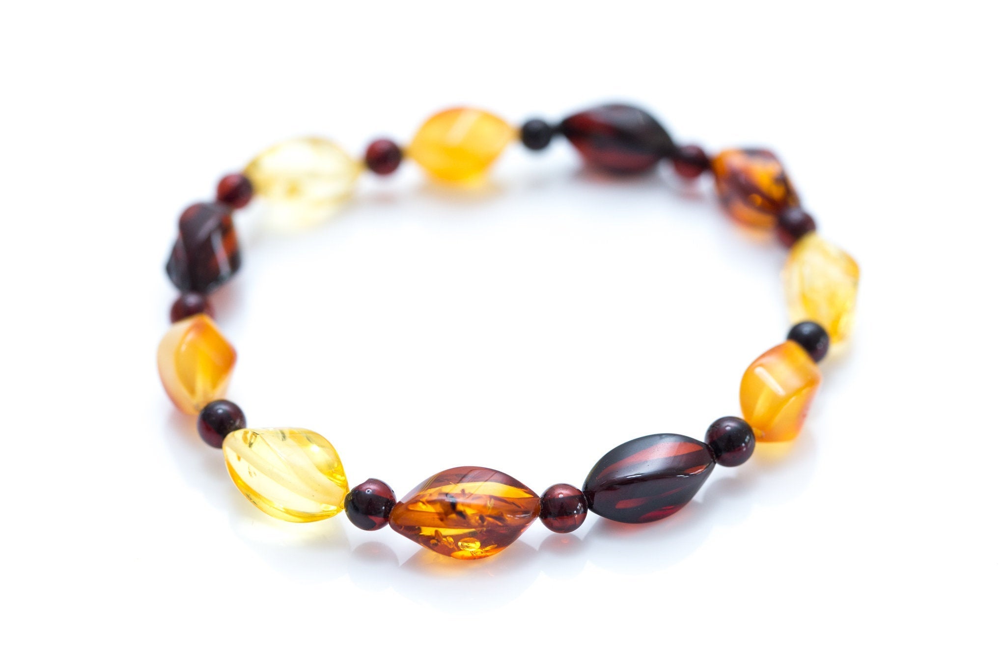 Elegant Multicolour Faceted Amber Bead Bracelet- Bracelets- Baltic Beauty