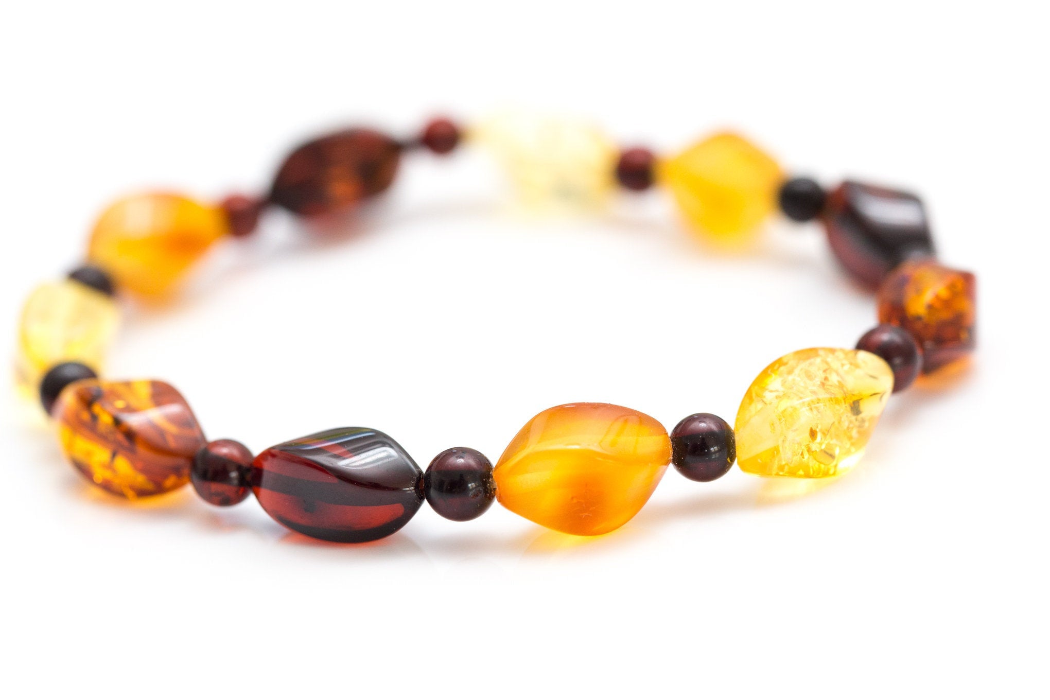 Elegant Multicolour Faceted Amber Bead Bracelet- Bracelets- Baltic Beauty