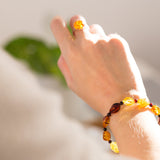 Elegant Multicolour Faceted Amber Bead Bracelet- Bracelets- Baltic Beauty