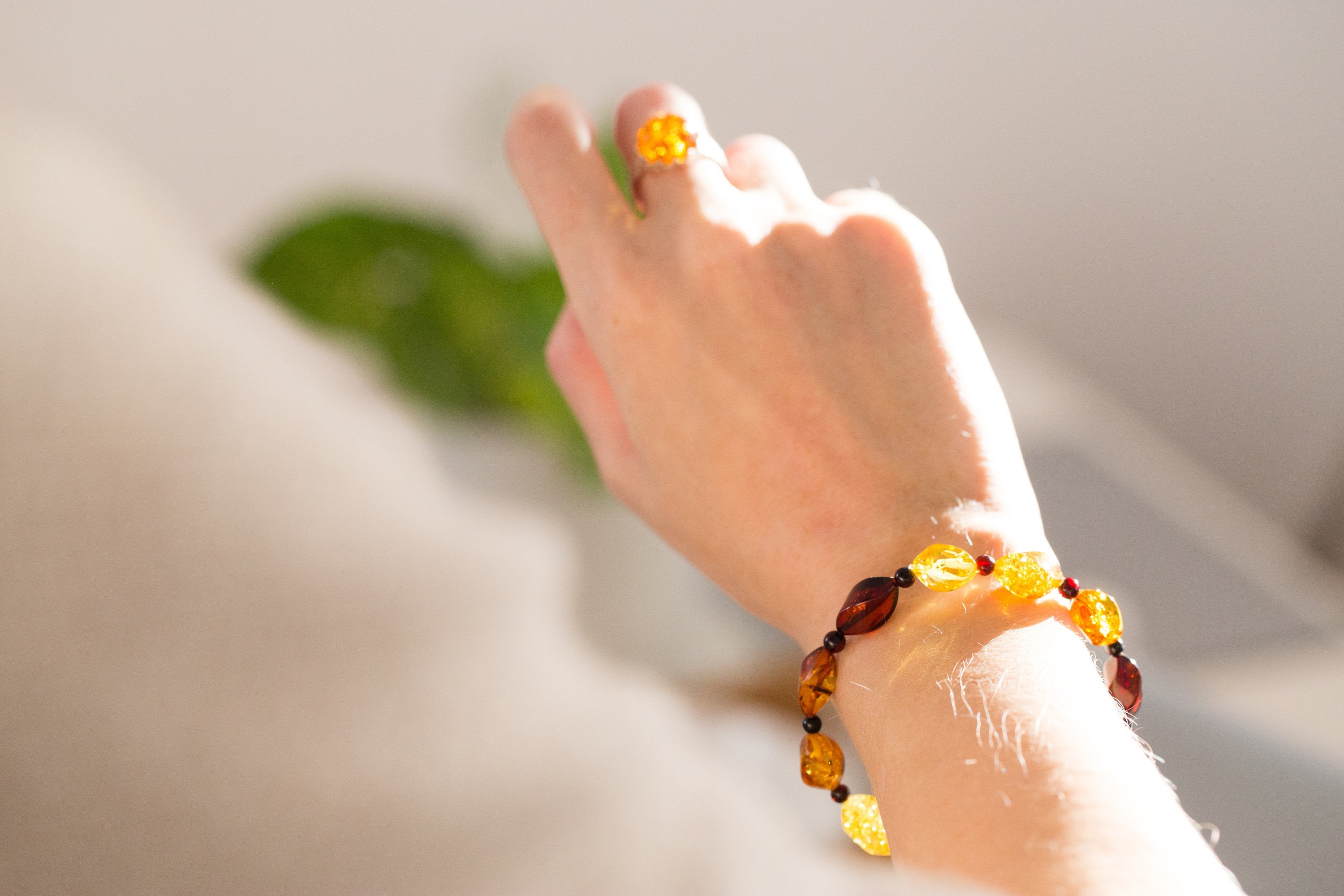 Elegant Multicolour Faceted Amber Bead Bracelet- Bracelets- Baltic Beauty