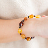 Elegant Multicolour Faceted Amber Bead Bracelet- Bracelets- Baltic Beauty