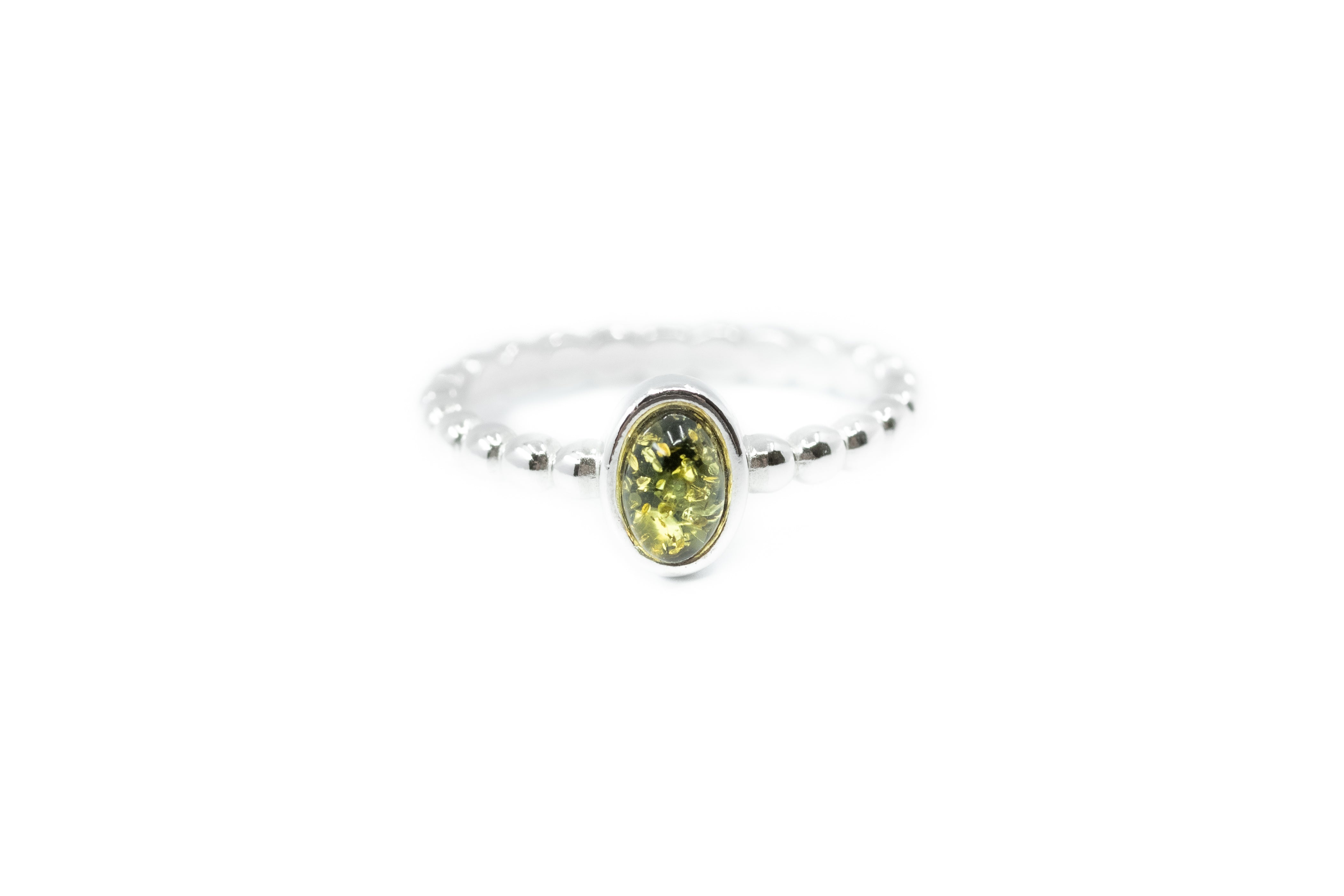 Green Amber Bubble Stacking Ring- Rings- Baltic Beauty