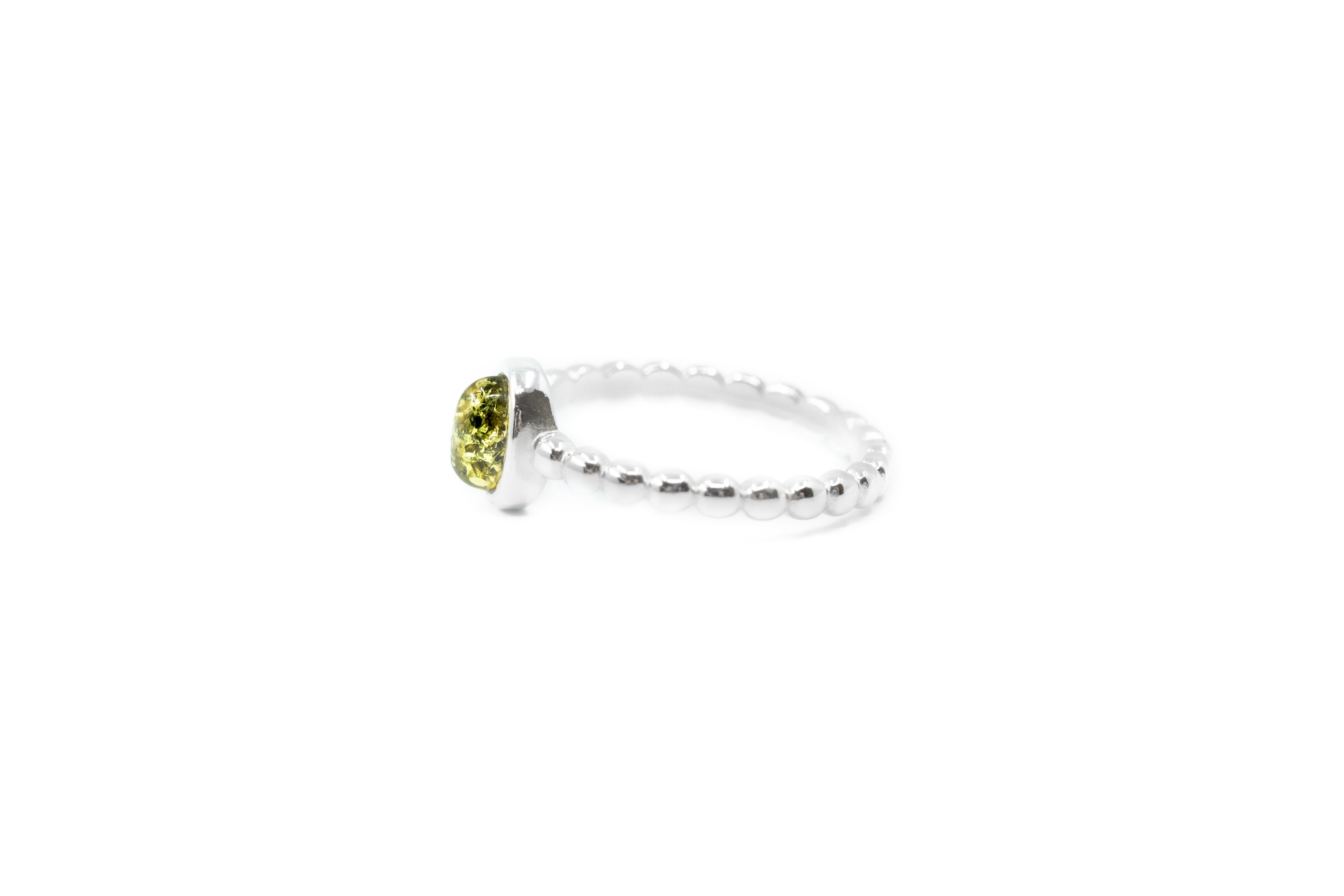 Green Amber Bubble Stacking Ring- Rings- Baltic Beauty