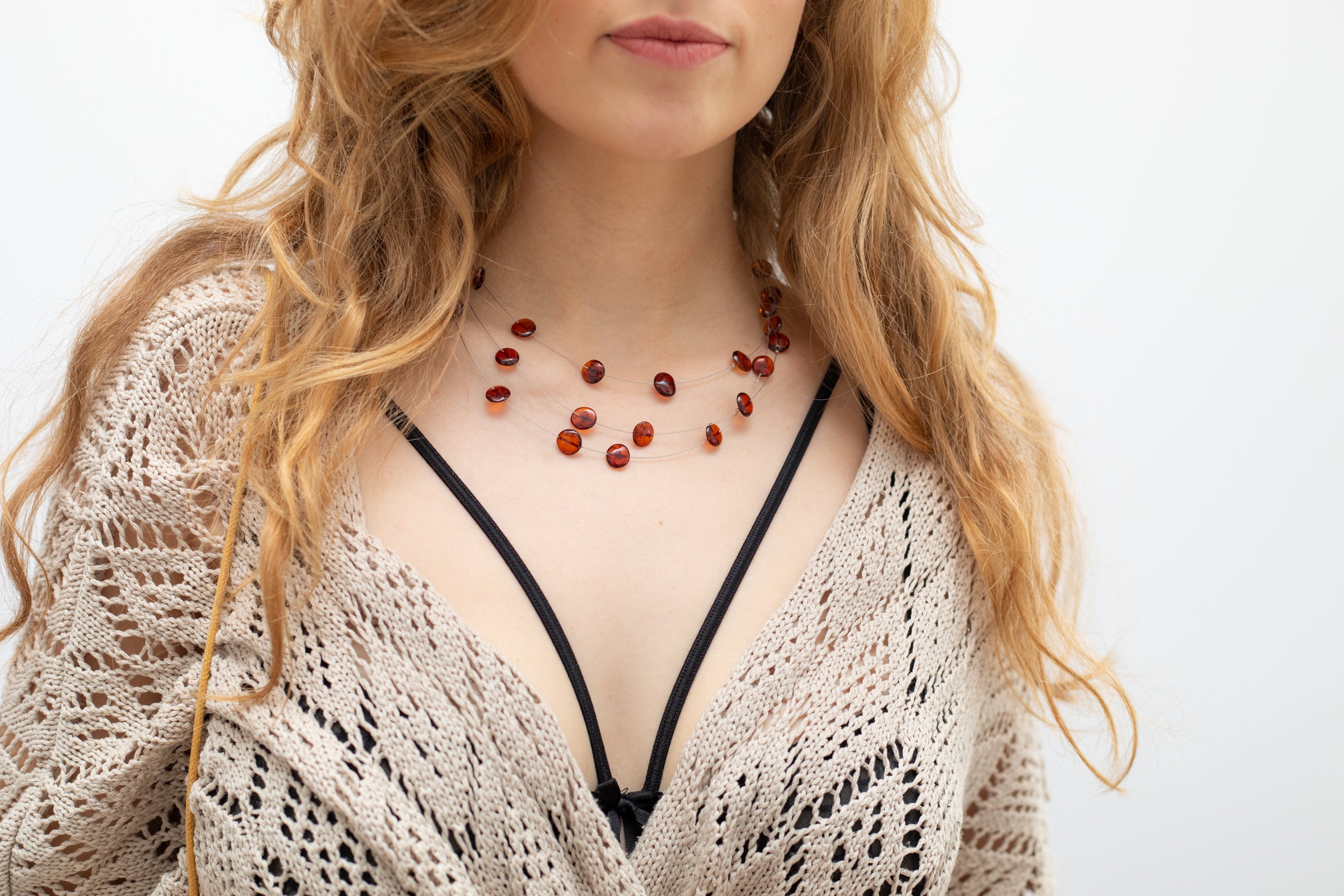 RAW Layered Cognac Amber Discs Necklace- Necklaces- Baltic Beauty