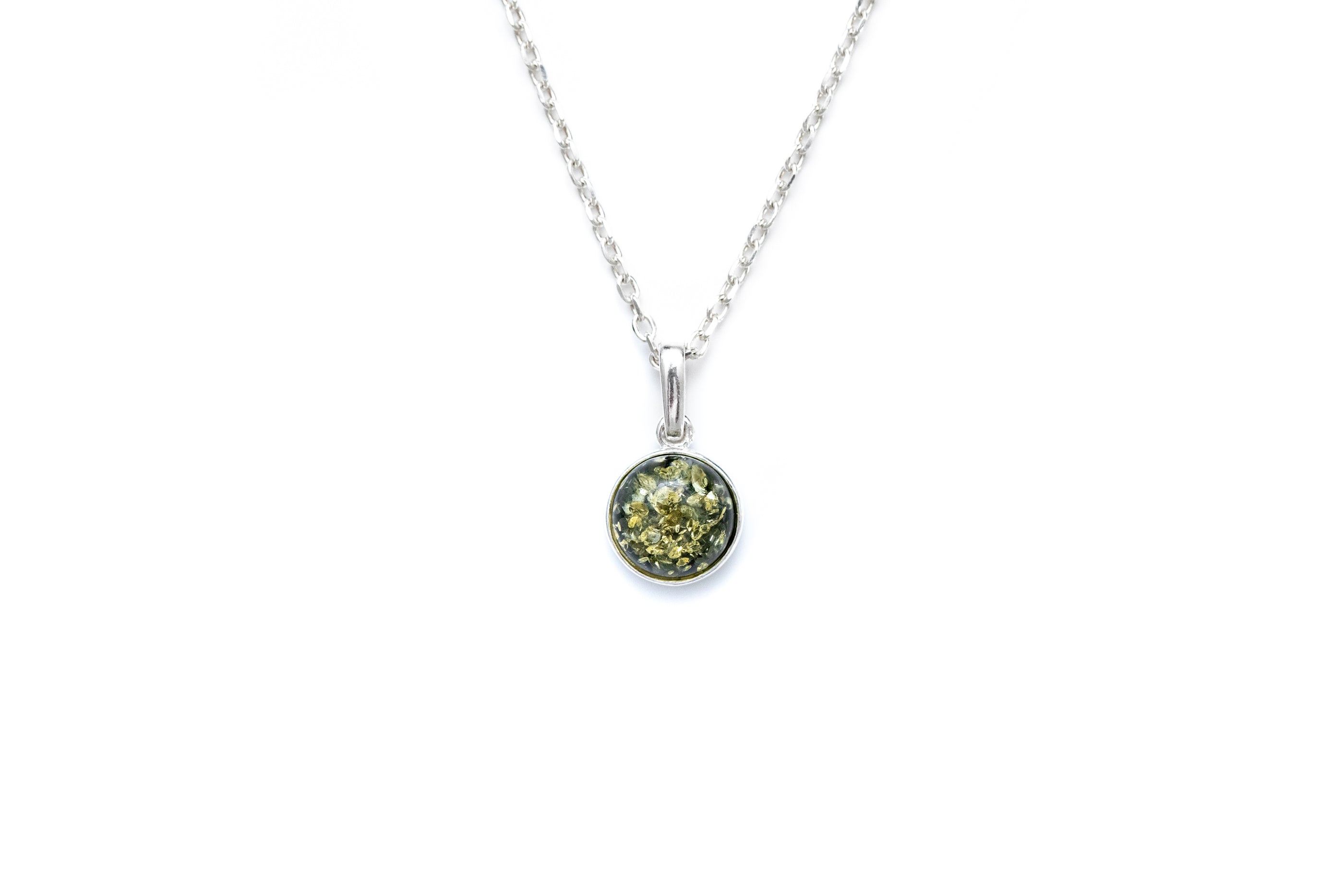 ESSENTIALS Mini Green Amber Pendant- Necklaces- Baltic Beauty