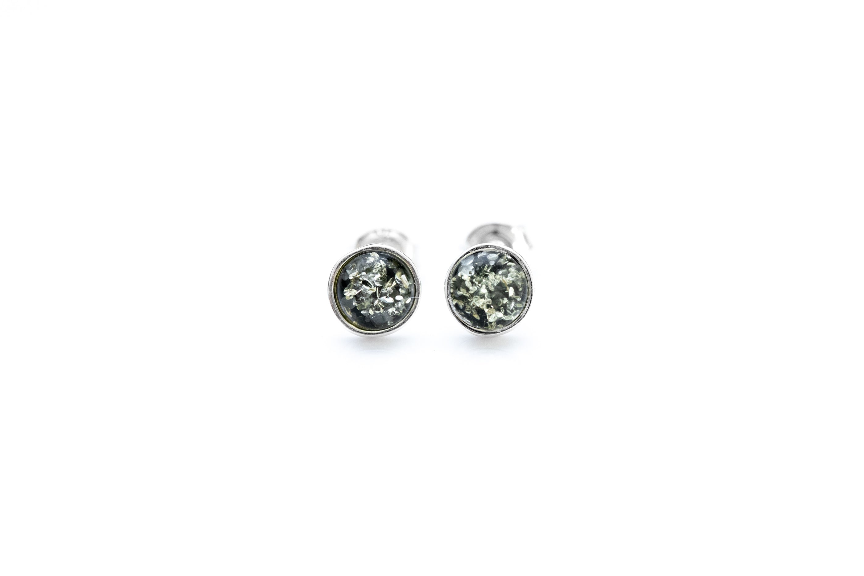 ESSENTIALS Mini Green Amber Stud Earrings- Earrings- Baltic Beauty