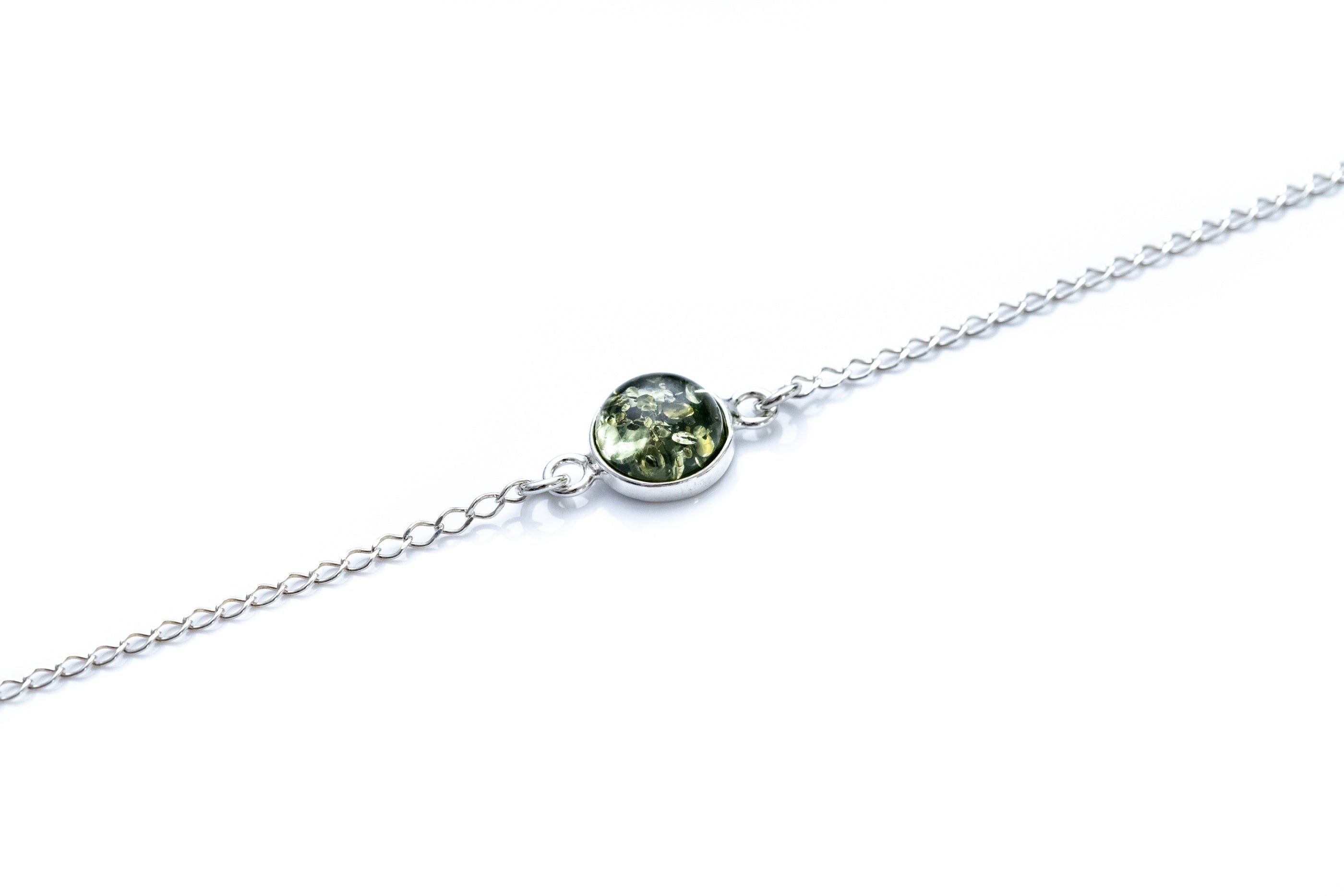 ESSENTIALS Green Amber Link Chain Bracelet- Bracelets- Baltic Beauty