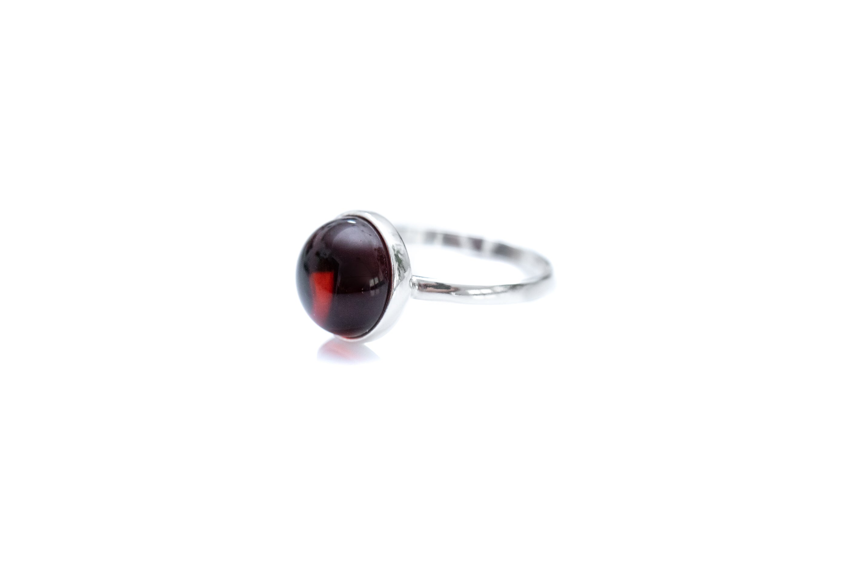 ESSENTIALS Cherry Red Amber Solitaire Ring- Rings- Baltic Beauty